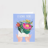 Ik hou van je l Schattigee Flower Envelope Valenti Feestdagen Kaart (Voorkant)