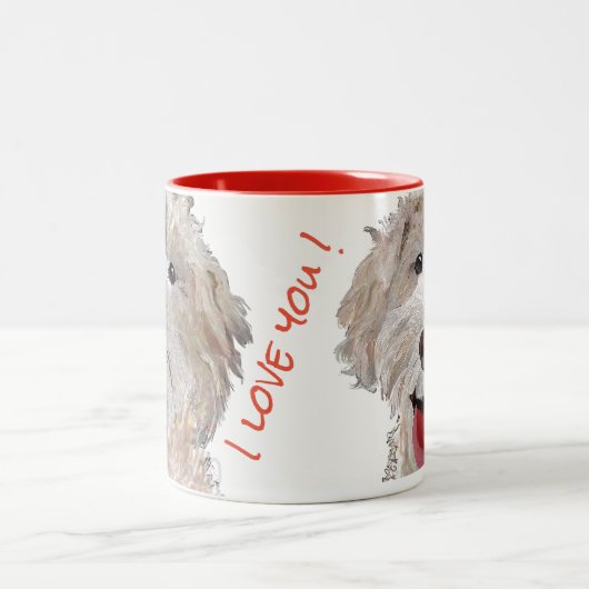 Ik hou van je! Labradoodle Tweekleurige Koffiemok (Center)