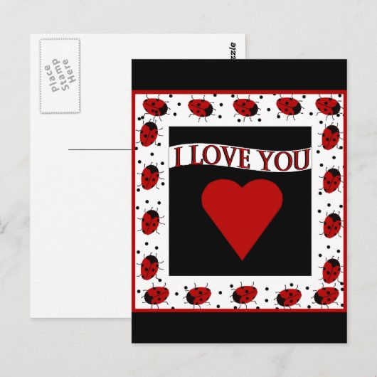 Ik hou van je Ladybugs Briefkaart (Voorkant / Achterkant)