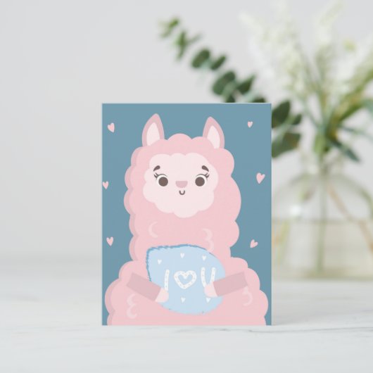 Ik hou van je lama briefkaart (Staand voorkant)