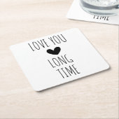Ik hou van je lange tijd typografie hart kartonnen onderzetters (Schuin)
