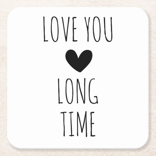 Ik hou van je lange tijd typografie hart kartonnen onderzetters (Voorkant)
