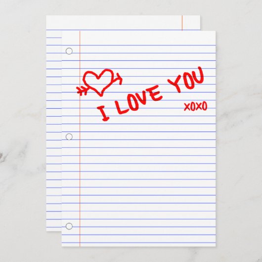Ik hou van je : laptoppapier kaart (Voorkant / Achterkant)