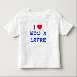 Ik hou van je, Latke Kinder Shirts<br><div class="desc">Een geweldige Chanoekah cadeau om iemand te vertellen hoeveel je van hen houdt met een spel op woorden met Latke!</div>