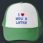 Ik hou van je, Latke Trucker Pet<br><div class="desc">Een geweldige Chanoekah cadeau om iemand te vertellen hoeveel je van hen houdt met een spel op woorden met Latke!</div>