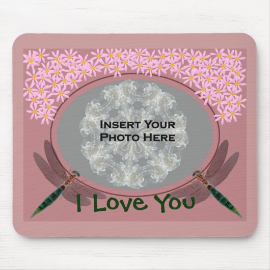 Ik hou van je libellen die Foto Mousepad toevoegen Muismat (Voorkant)