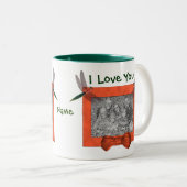 Ik hou van je libellen Persoonlijke foto Tweekleurige Koffiemok (Voorkant rechts)