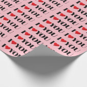 Ik hou van je lichtroze rode hart moderne typograf cadeaupapier (Hoek)