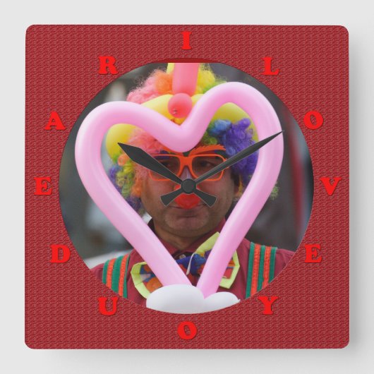 ik hou van je liefje vierkante klok (Voorkant)