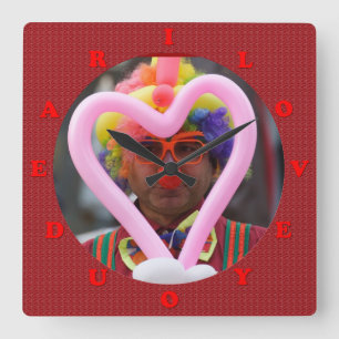 ik hou van je liefje vierkante klok