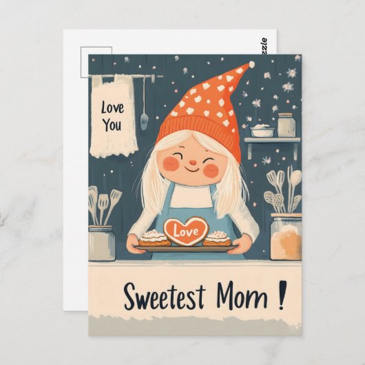 Ik hou van je, liefste mam ontwerp briefkaart (Voorkant / Achterkant)