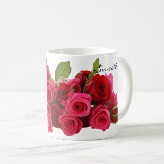 Ik hou van je liefste rode roze rozen koffiemok (Voorkant rechts)