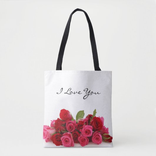 Ik hou van je liefste rode roze rozen tote bag (Voorkant)
