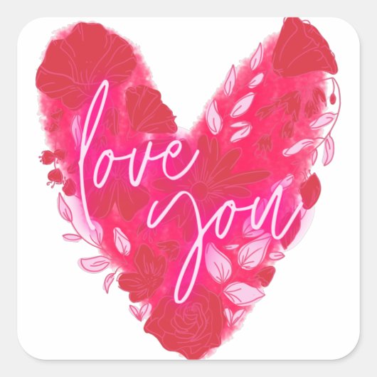 Ik hou van je liefste valentijn vierkante sticker (Voorkant)