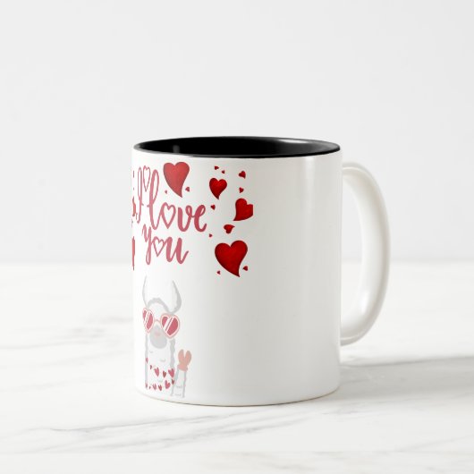 Ik hou van je LLAMA Tweekleurige Koffiemok (Voorkant rechts)