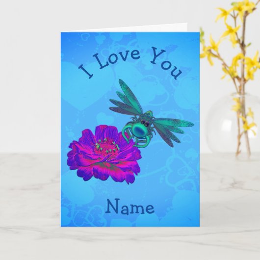 Ik hou van je luidop, dragonfly, speciaal geperson kaart (Gele Bloem)