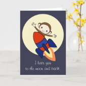 Ik hou van je maan en terug Schattigee Monkey Love Kaart (Gele Bloem)