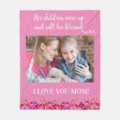 Ik hou van je mam Christelijke Bijbel Verse Roze Fleece Deken (Voorkant)
