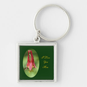 Ik hou van je mam Columbine Flower Sleutelhanger