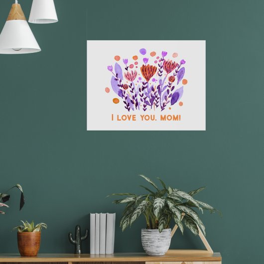 Ik hou van je, mam Cute retro-doodle bloemen Poster (Woonkamer 1)