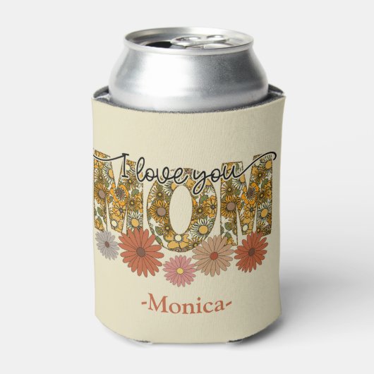 Ik hou van je Mam  Flowers Blikjeskoeler (Blikje Voorkant)