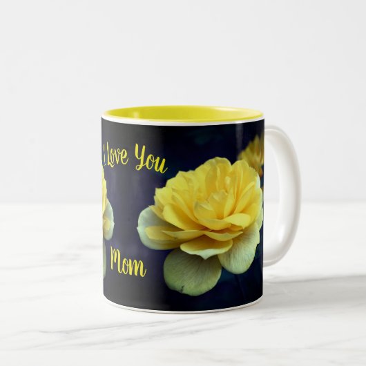 Ik hou van je mam Gele Rose Flower Tweekleurige Koffiemok (Voorkant rechts)
