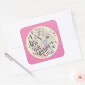 Ik hou van je mam heet roze Waterverf voeg een naa Vierkante Sticker (Envelop)