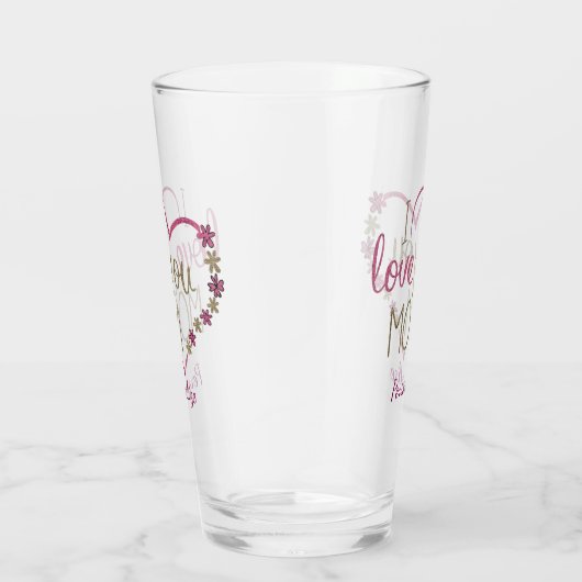 Ik hou van je mam Moederdag Birthday, gepersonalis Glas (Rechts)