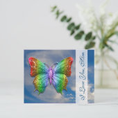 Ik hou van je, mam | Rainbow Butterfly voor Moeder Briefkaart (Staand voorkant)