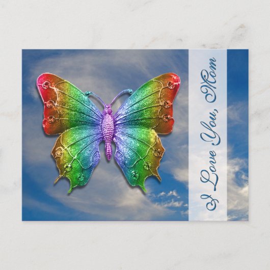 Ik hou van je, mam | Rainbow Butterfly voor Moeder Briefkaart (Voorkant)