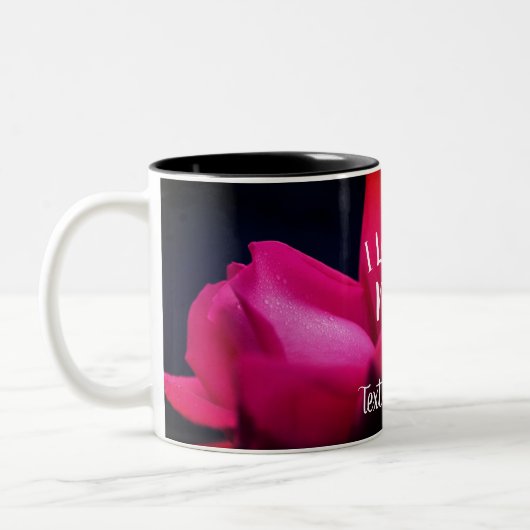 Ik hou van je mam Red Rosebud gepersonaliseerd Tweekleurige Koffiemok (Links)