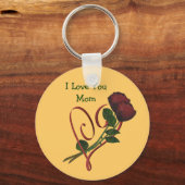 Ik hou van je mam rode rozen hart bloem Sleutelhan Sleutelhanger (Voorkant)