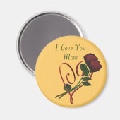 Ik hou van je mam rode rozen hart magneet (Voorkant / Achterkant)