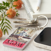 Ik hou van je mam Roos Gold Aangepaste foto Sleutelhanger (Voorkant Rechts)