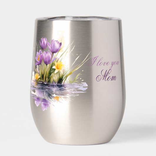 Ik hou van je Mam Spring Crocuses en Lily (Achterkant)