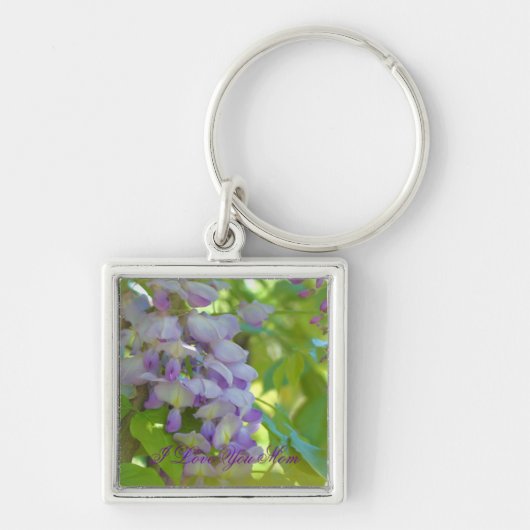Ik hou van je Mam Wisteria Bloem Sleutelhanger (Voorkant)