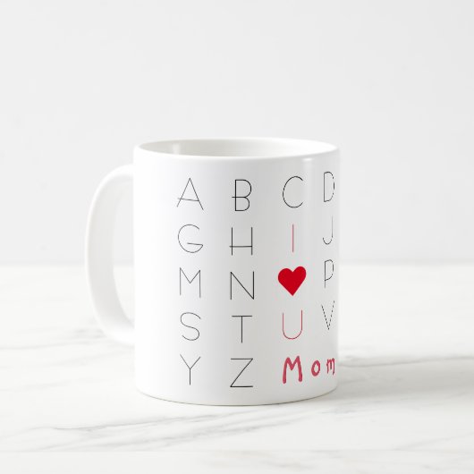 Ik hou van je mama Cute ABCD Moederdag Birthday Te Koffiemok (Voorkant links)