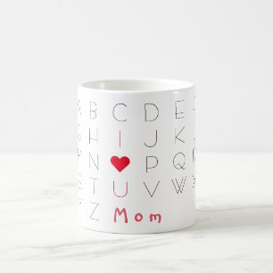 Ik hou van je mama Cute ABCD Moederdag Birthday Te Koffiemok