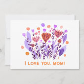 Ik hou van je, mama Cute retro tekenbloemen Feestdagenkaart (Voorkant)