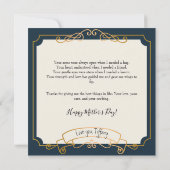Ik hou van je mama Elegant Navy en Gold Scroll. Kaart (Achterkant)