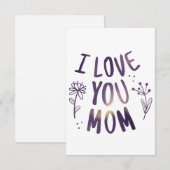 Ik hou van je mama Floral Moederdag Gift Ideeën RSVP Kaartje (Voorkant / Achterkant)