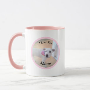 Ik hou van je mama foto van Cute Dog in Circle Pin Mok