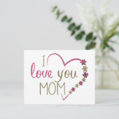 Ik hou van je mama Glitter Heart Briefkaart (Staand voorkant)