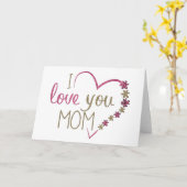 Ik hou van je mama Glitter Heart Kaart (Gele Bloem)