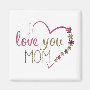 Ik hou van je mama Glitter Heart Magneet