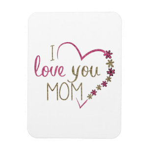 Ik hou van je mama Glitter Heart Magneet