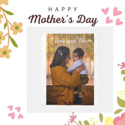 Ik hou van je, mama, Happy Custom Photo Fleece Deken
