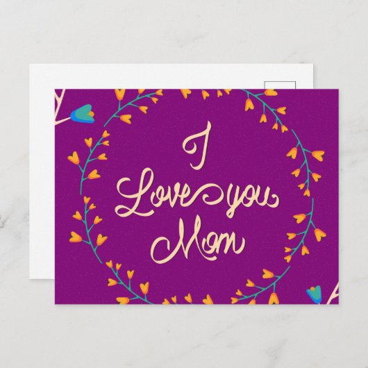 Ik hou van je mama Happy Moederdag Floral Wreate Briefkaart (Voorkant / Achterkant)