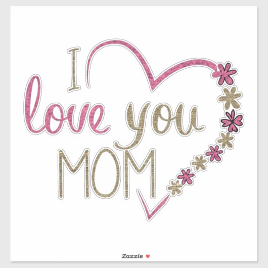 Ik hou van je mama hart op maat gesneden vinyl Sti Sticker (Vel)