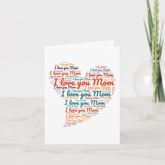 Ik hou van je mama Heart Word Art Moederdag Kaart (Voorkant)